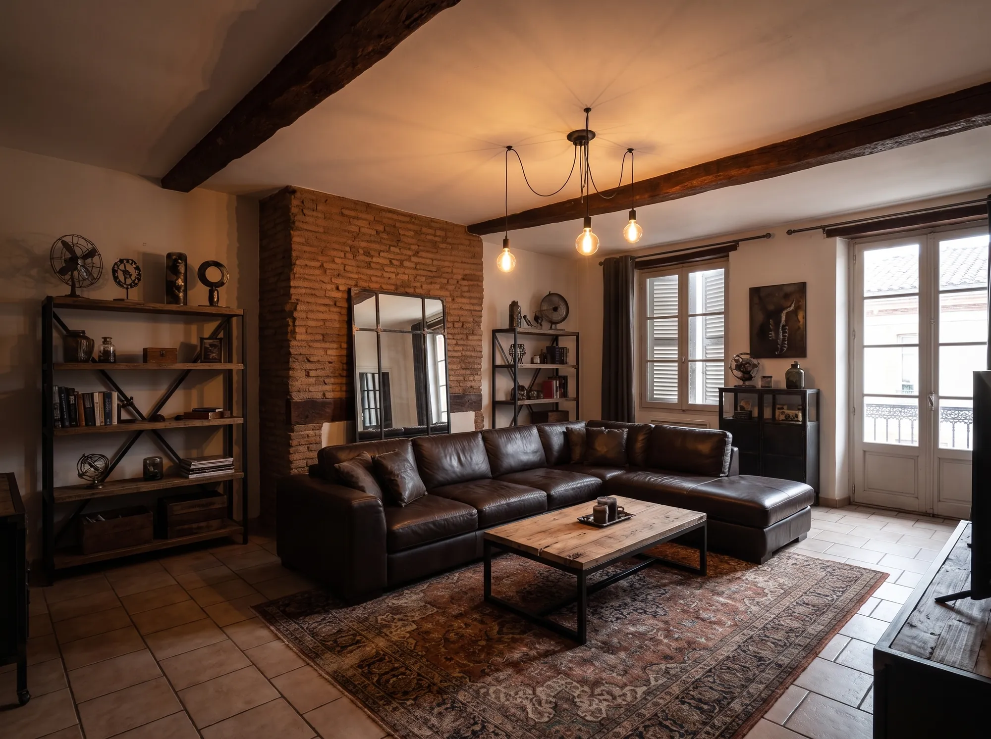 Virtual staging — Loft Industriel living room design by Vue Aérienne 360