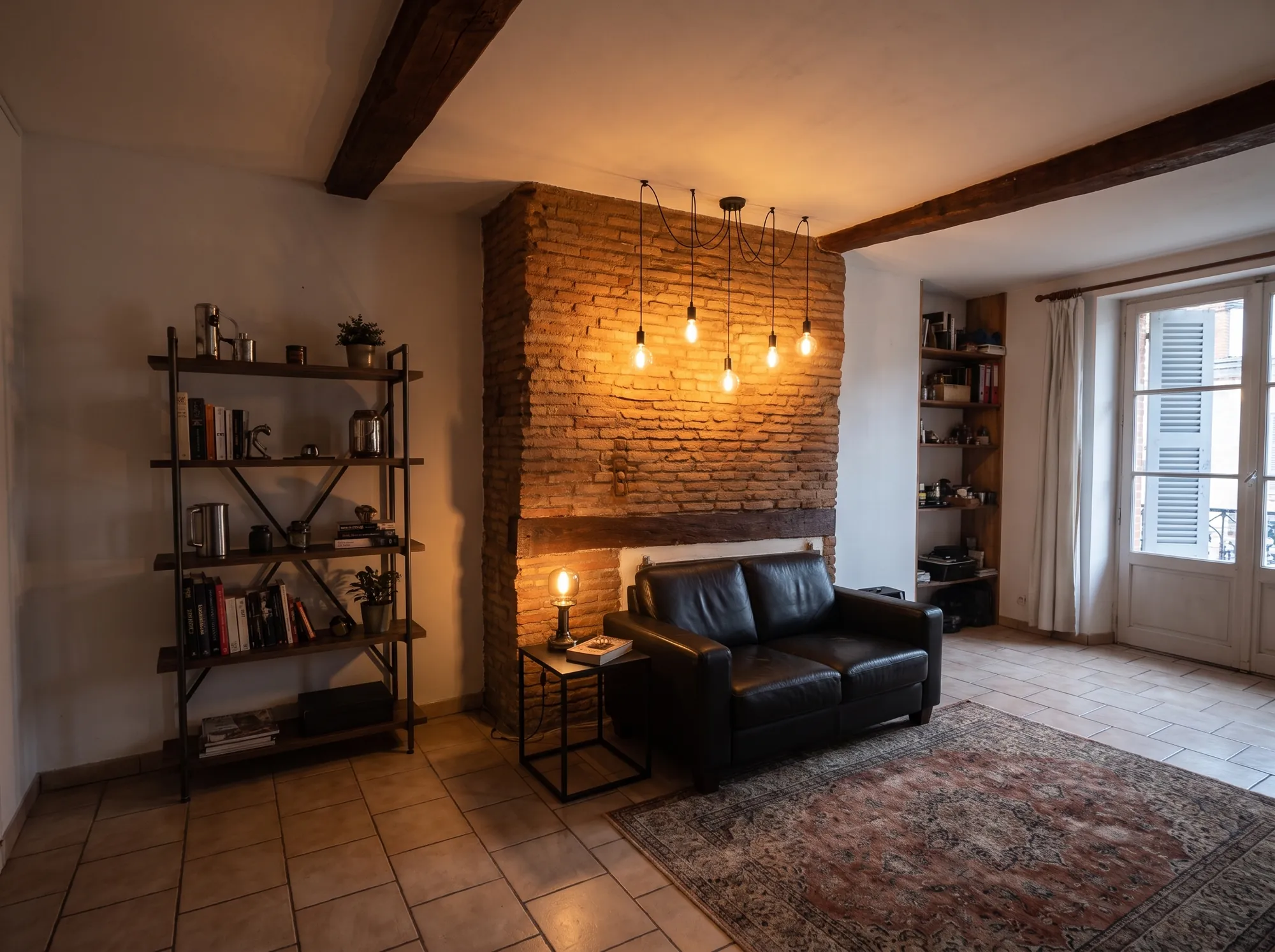 Virtual staging — Industriel en Soirée living room design by Vue Aérienne 360